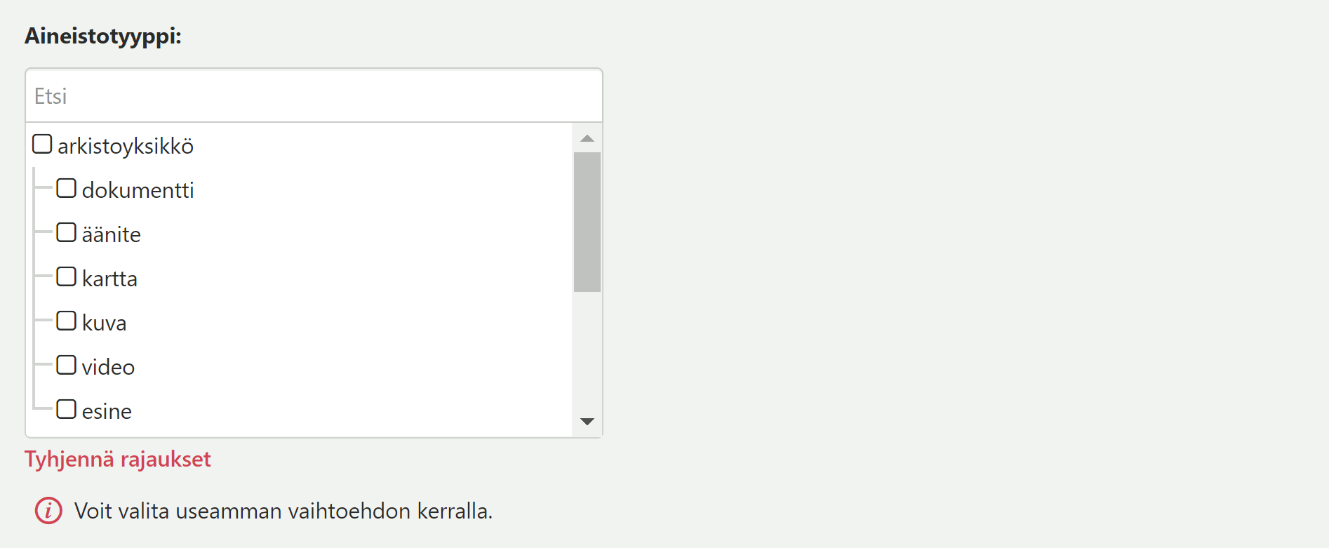 Advanced search: Material type